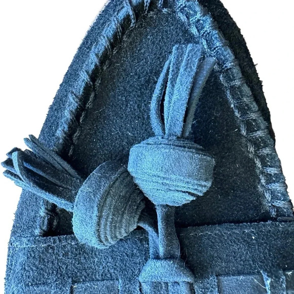 Nine West Black Suede Leather Tasseled Flat Mules Womens size 8.5 - Picture 10 of 13